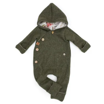Walkoverall Wollwalk Anzug Baby Kinder khaki grün