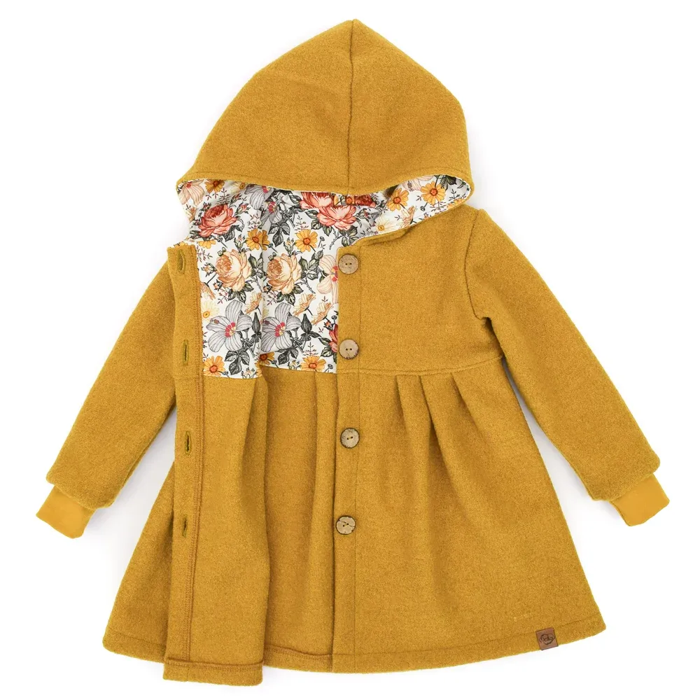 Walkmantel Wollwalk Mantel Mädchen Kinder Meilisu gelb
