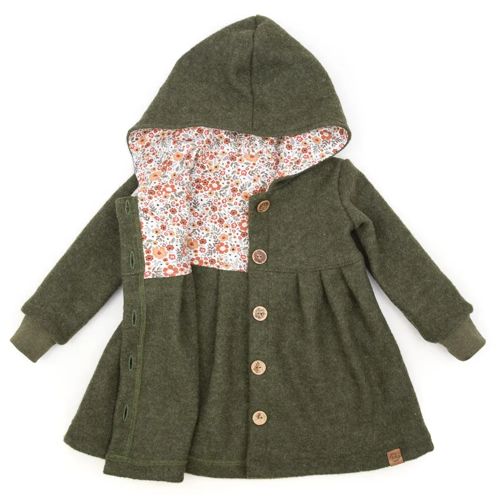 Walkmantel Wollwalk Mantel Mädchen Kinder Meilisu khaki grün