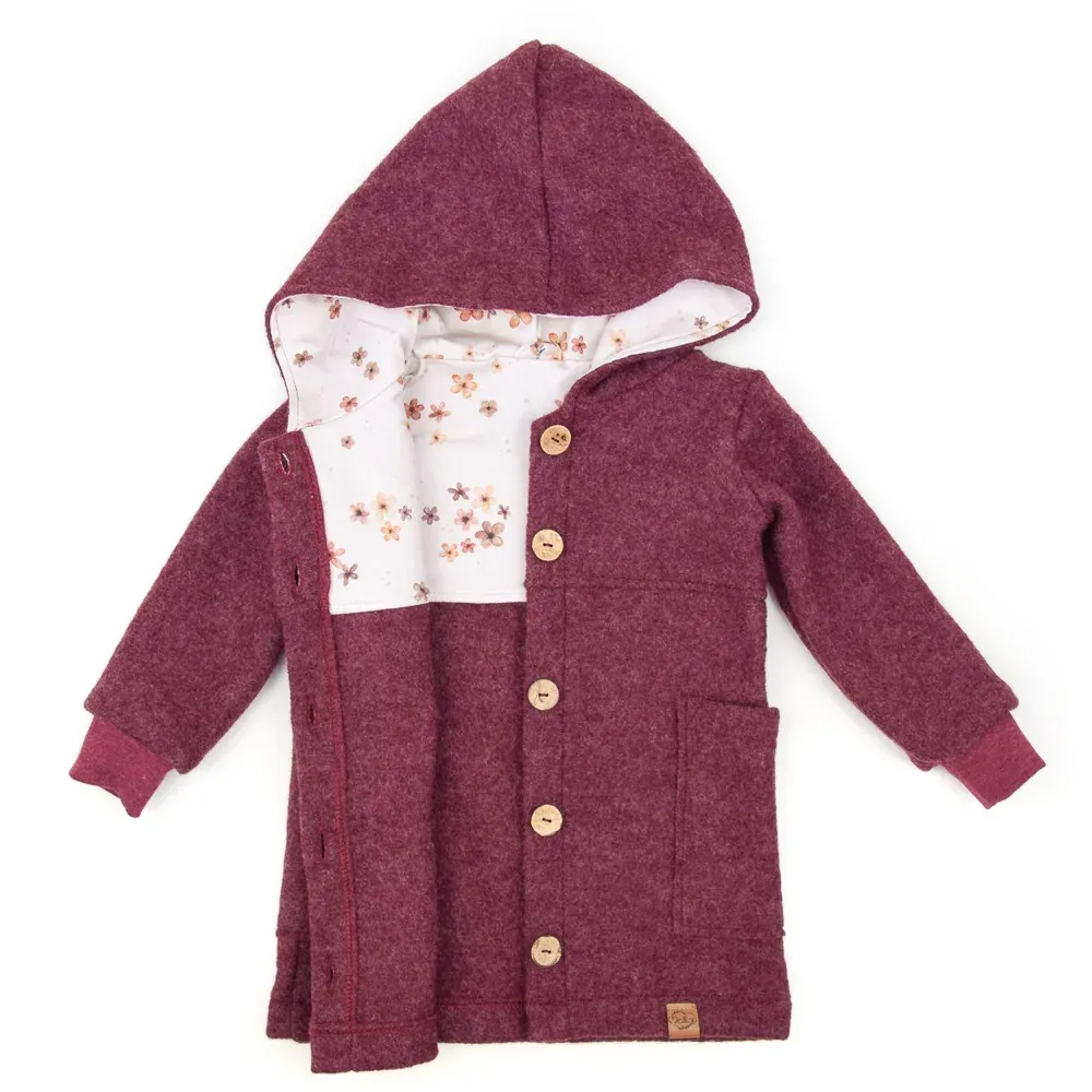 Walkmantel Wollwalk Mantel Mädchen Kinder Jungs Meilisu bordeaux weinrot