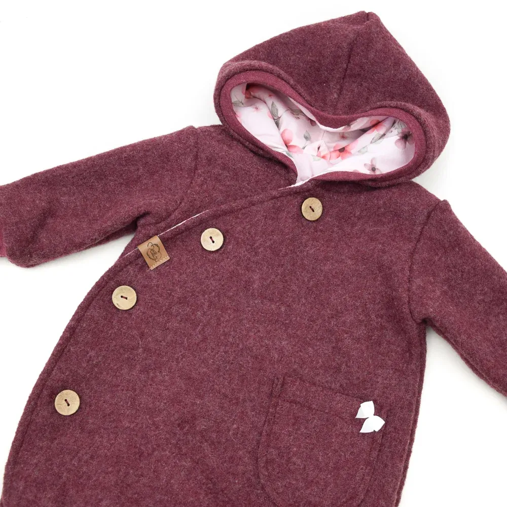 Walkoverall Wollwalk Anzug Baby Kinder bordeaux dunkelrot