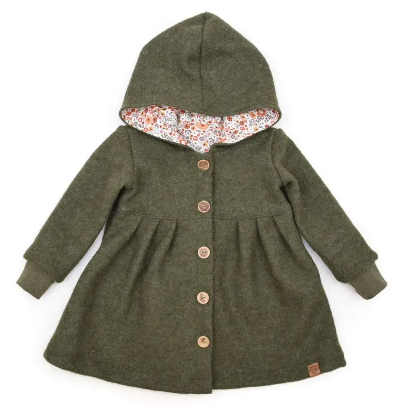 Walkmantel Wollwalk Mantel Mädchen Kinder Meilisu khaki grün