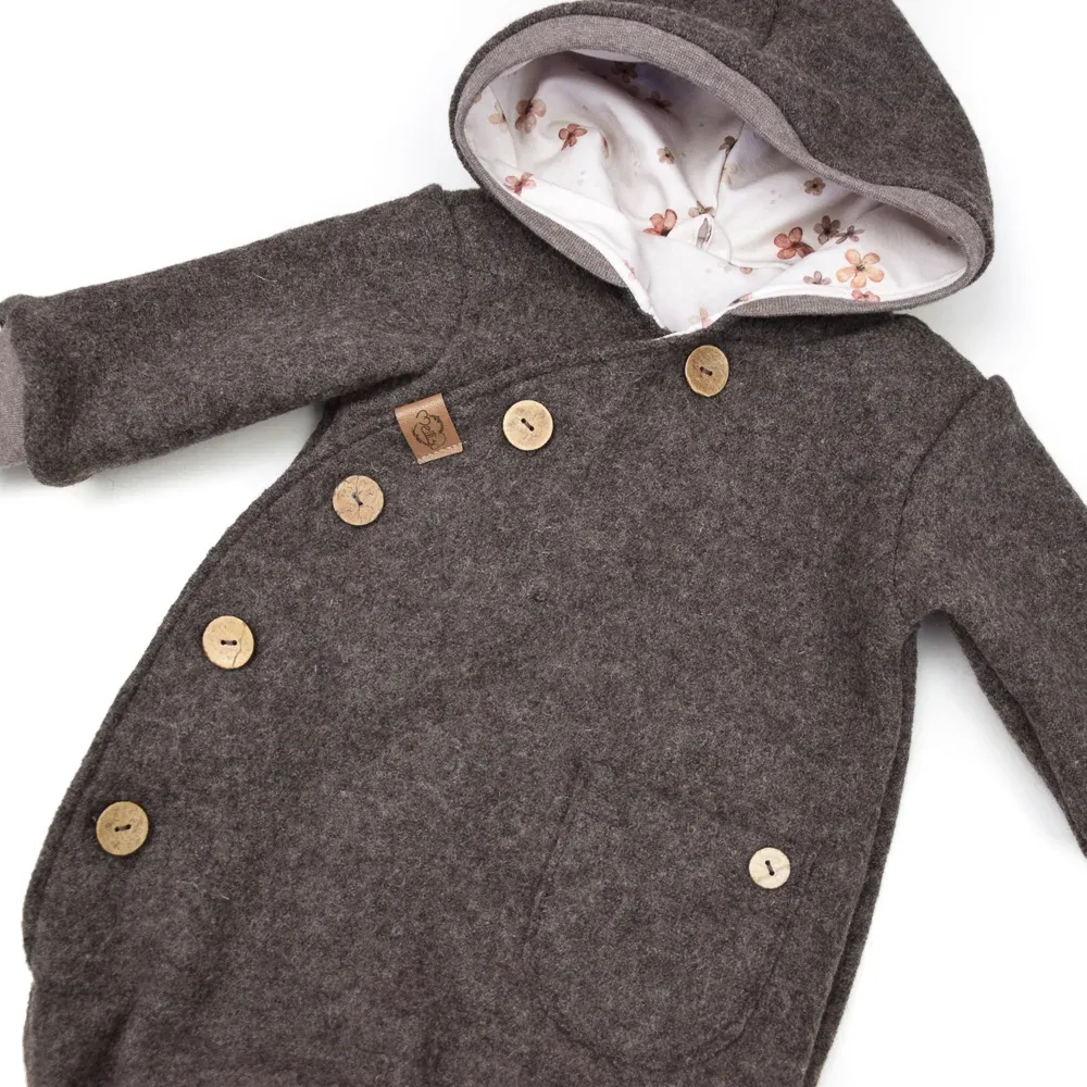 Walkoverall Wollwalk Anzug Baby Kinder dunkelbraun