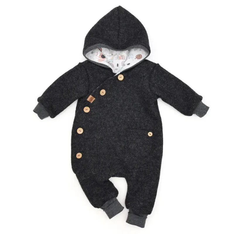 Walkoverall Wollwalk Anzug Baby Kinder schwarz