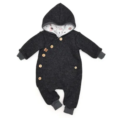 Walkoverall Wollwalk Anzug Baby Kinder schwarz