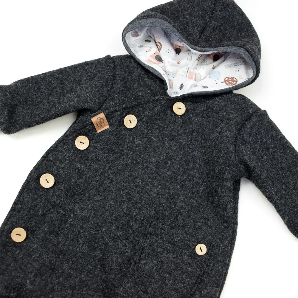 Walkoverall Wollwalk Anzug Baby Kinder schwarz