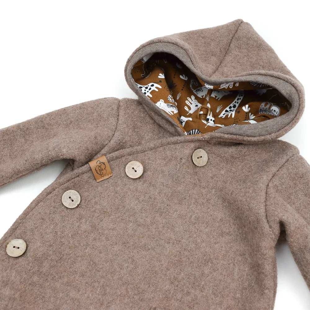 Walkoverall Wollwalk Anzug Baby Kinder hellbraun