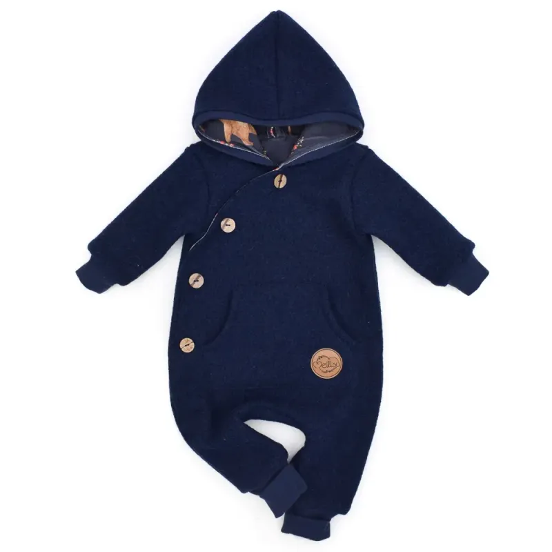 Walkoverall Wollwalk Anzug Baby Kinder marine dunkelblau