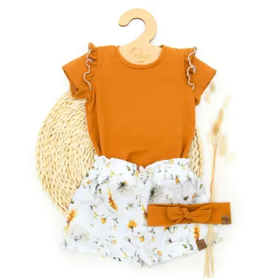 Set | Wildblumen | Rüschenshirt & Paperbag Shorts & Haarband