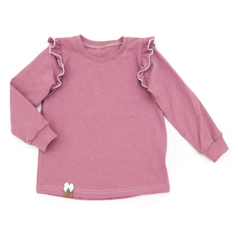 Langarmshirt mit Rüschen | altrosa