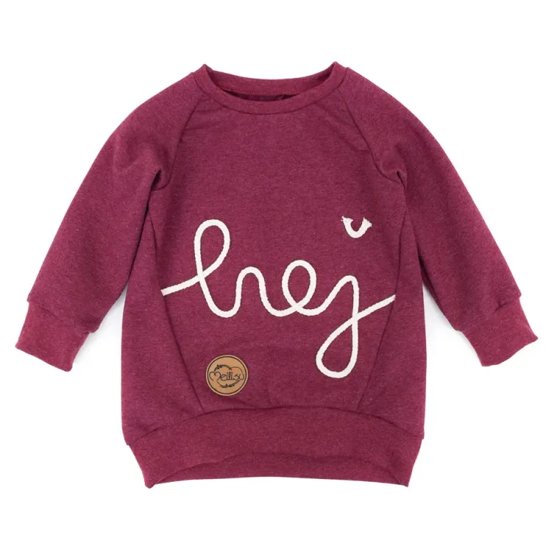 Oversized Pullover Schriftzug | bordeaux