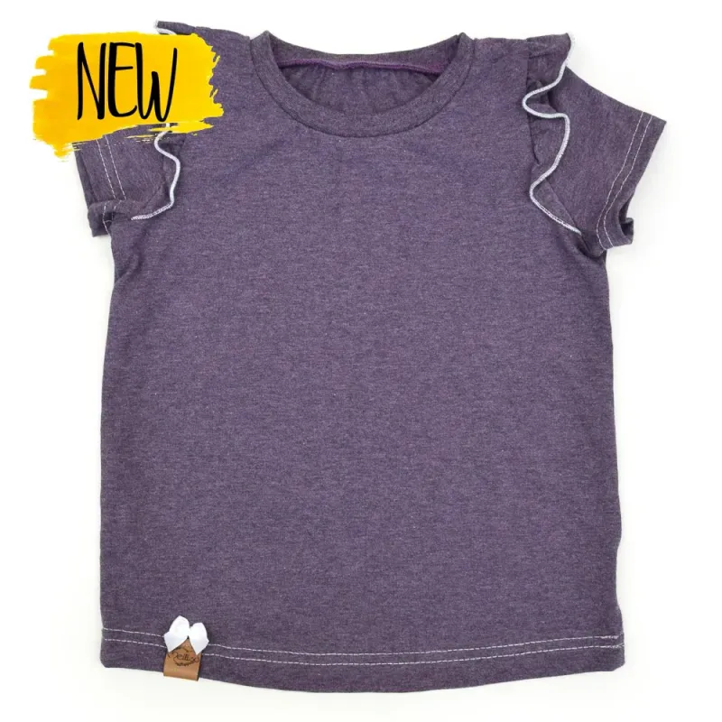 T-Shirt mit Rüschen | aubergine