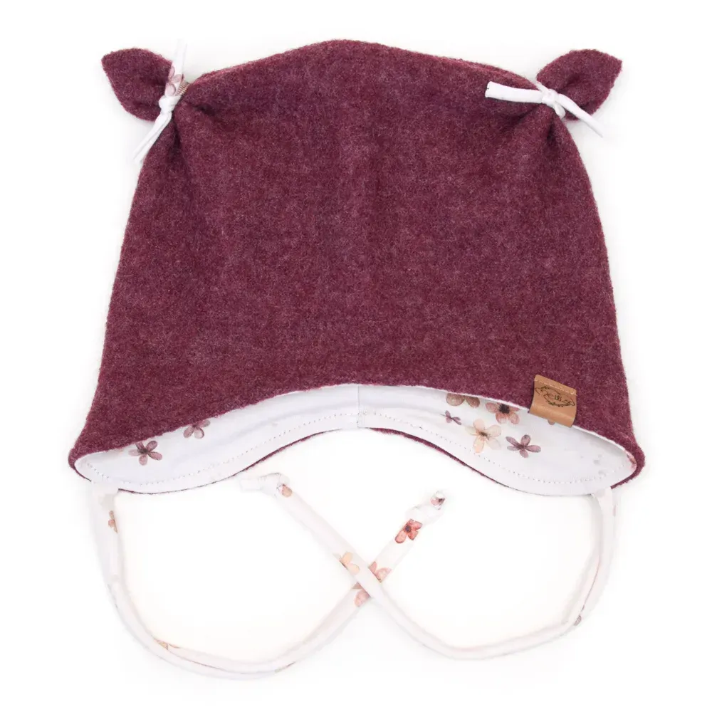 Walkmütze mit Ohren | bordeaux meliert