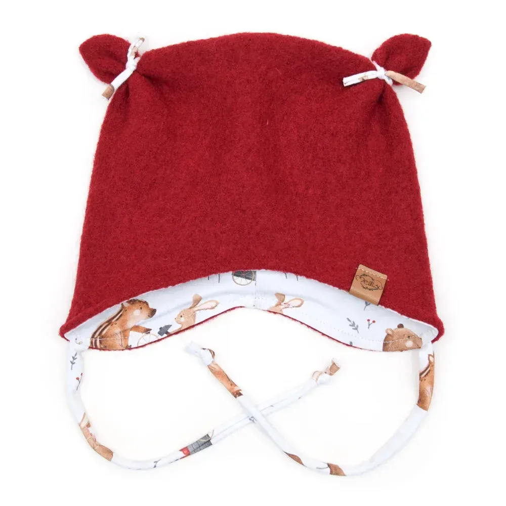 Walkmütze mit Ohren | dunkelrot