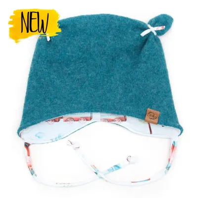 Walkmütze mit Ohren | petrol meliert Walkmütze mit Ohren | petrol meliert