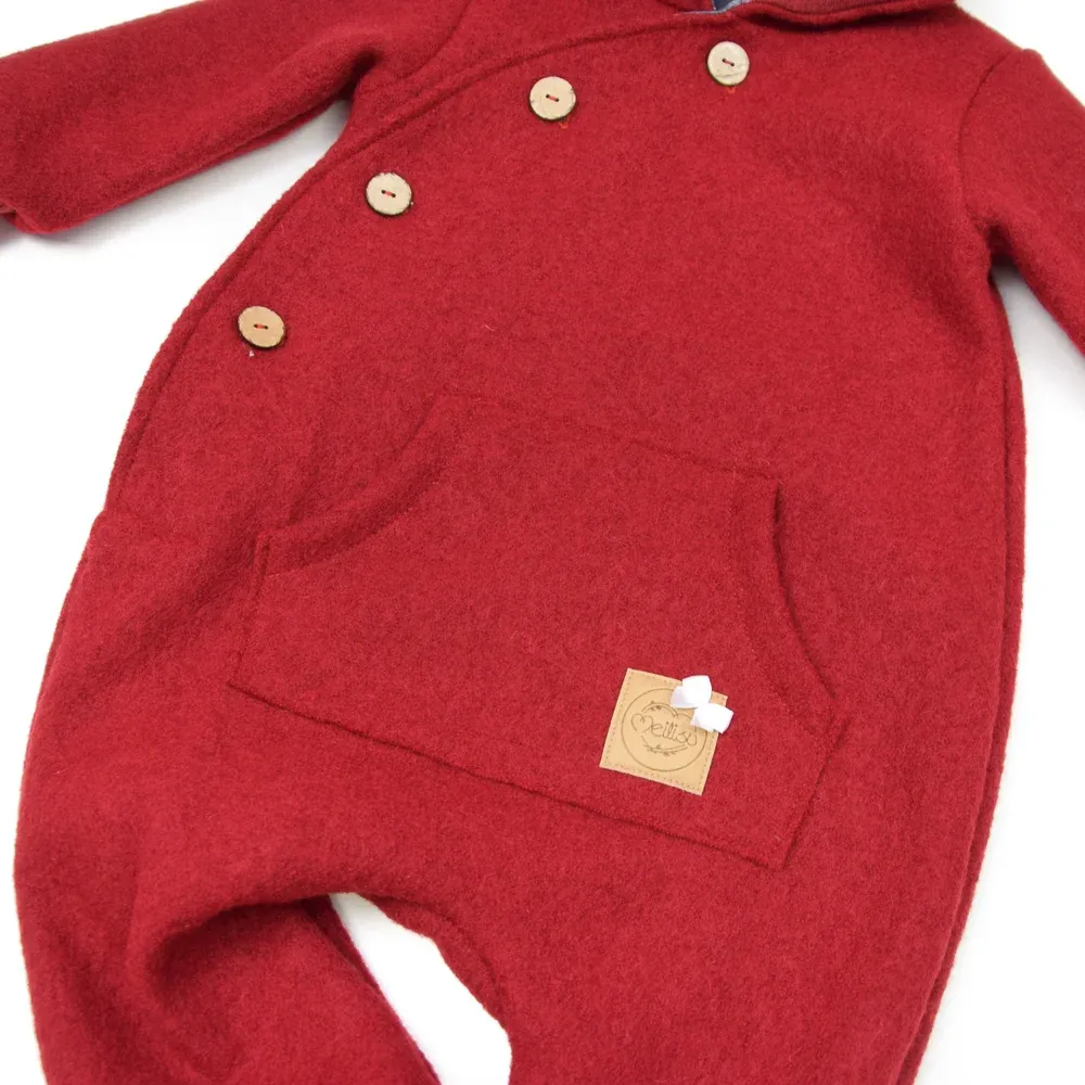 Walkoverall Wollwalk Anzug Baby Kinder dunkelrot