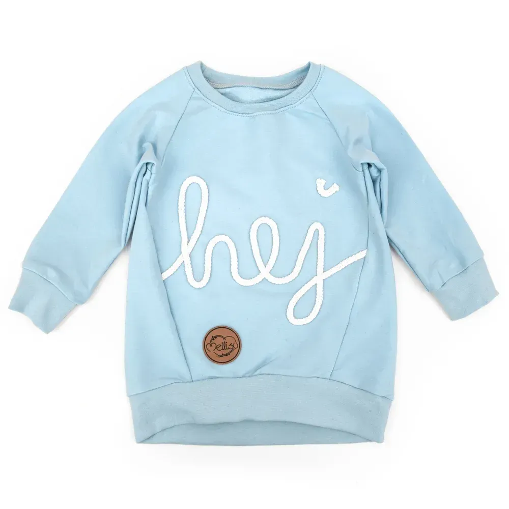 Oversized Pullover Schriftzug | babyblau