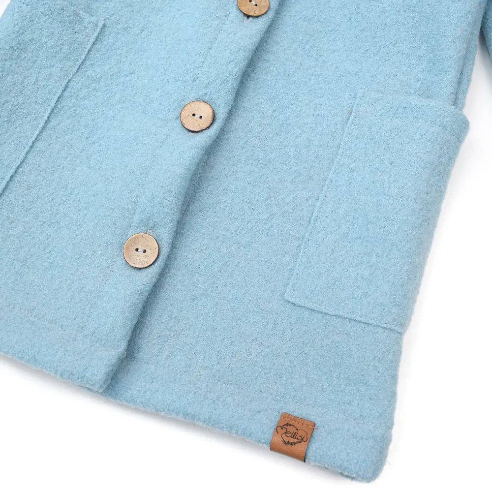 Walkmantel Wollwalk Mantel Mädchen Kinder Meilisu babyblau hellblau
