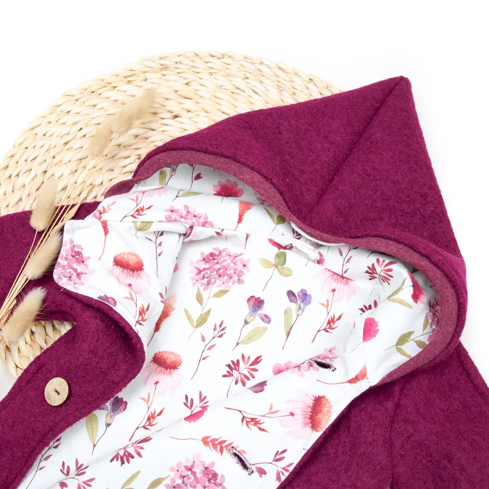 Walkoverall Wollwalk Anzug Baby Kinder brombeer weinrot