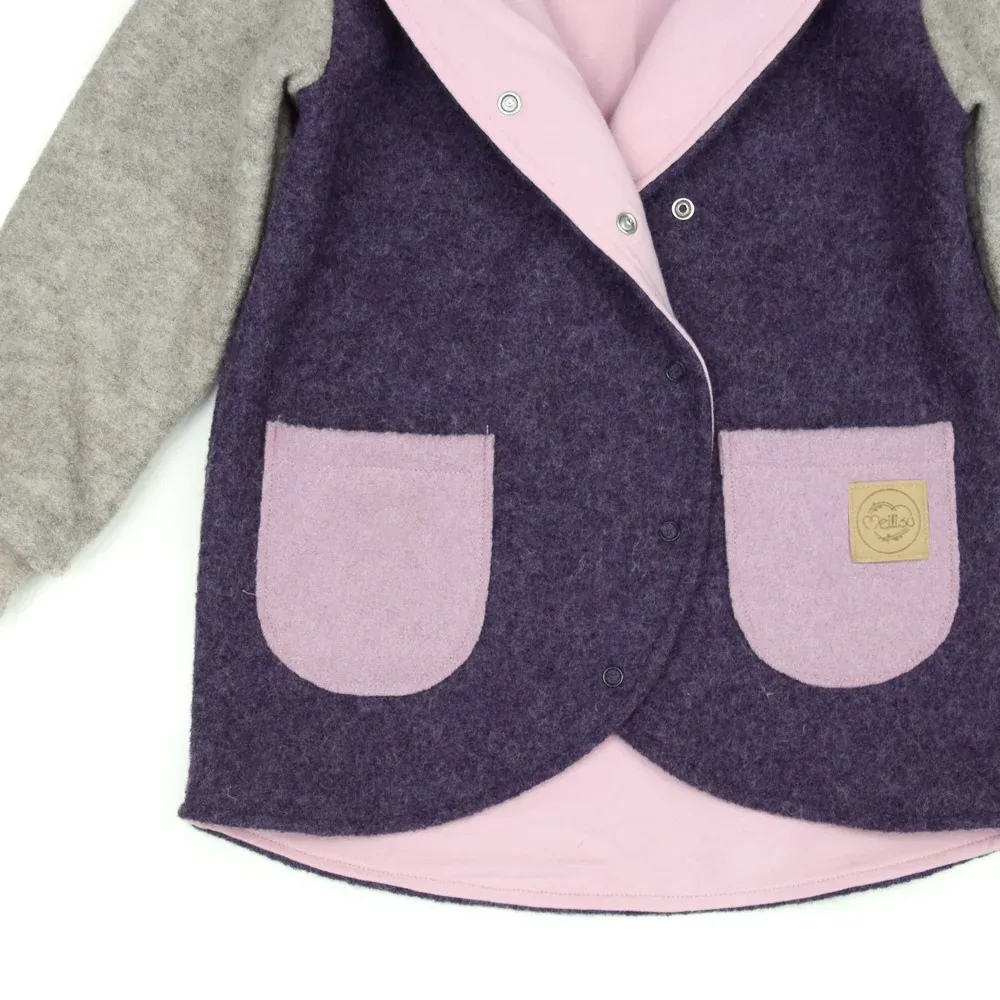 Walkjacke Baby Kinder Color Blocking aubergine rosa