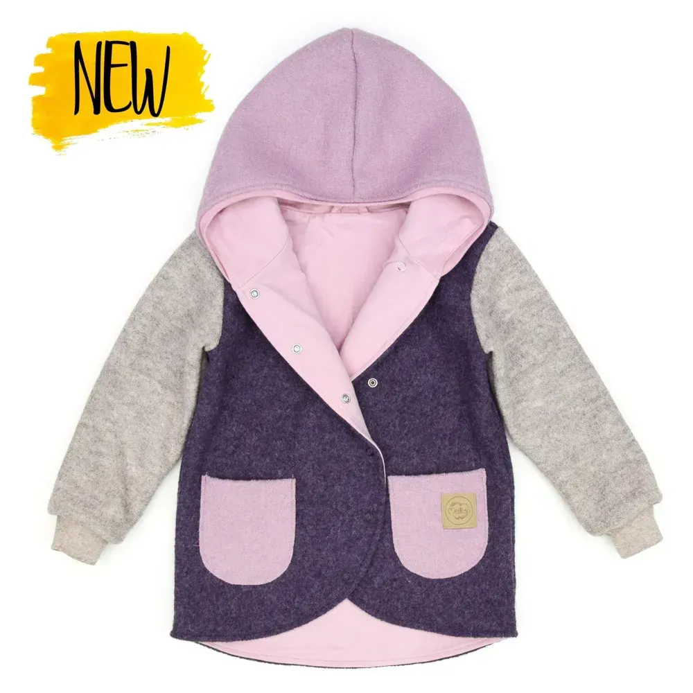 Walkjacke Baby Kinder Color Blocking aubergine rosa