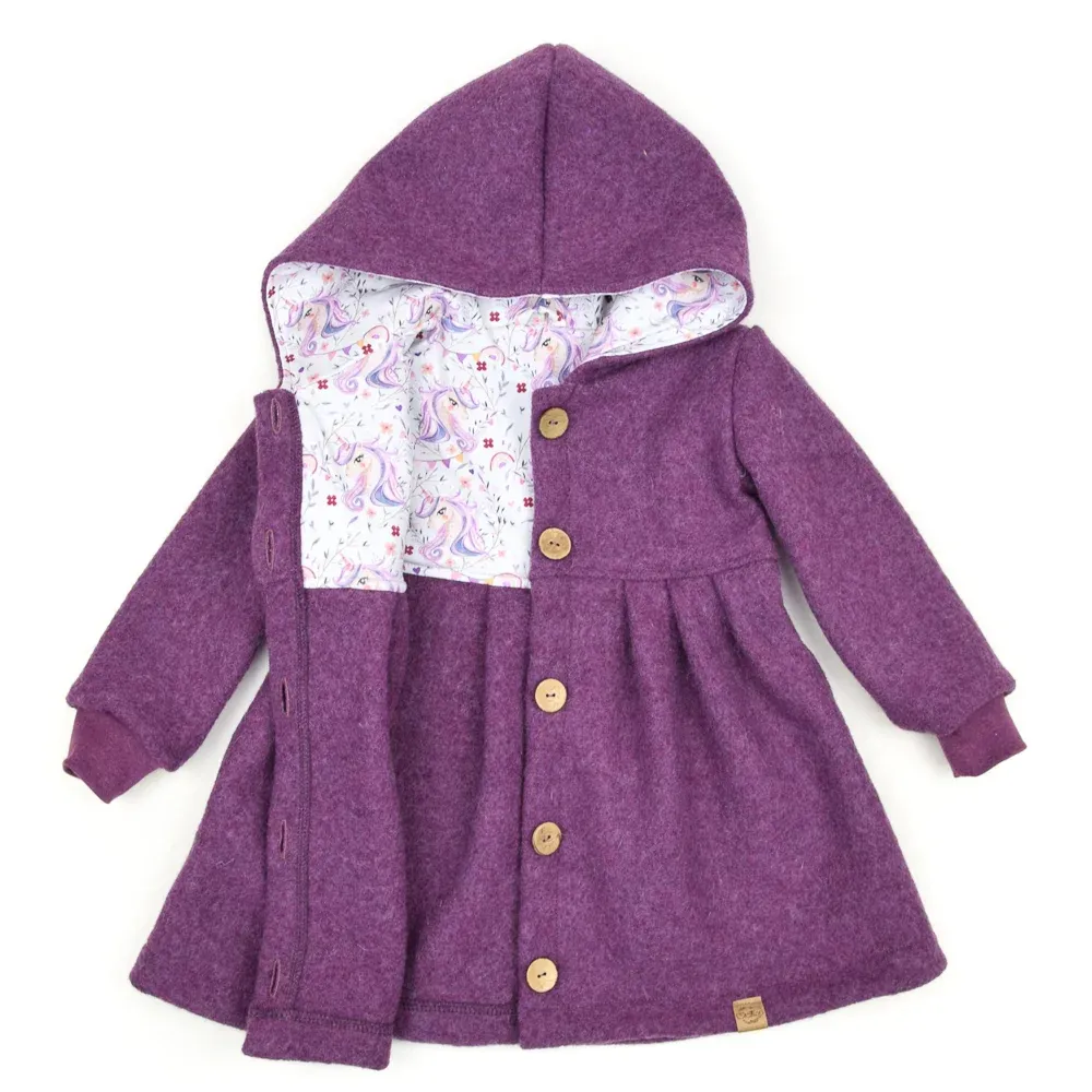 Walkmantel Wollwalk Mantel Mädchen Kinder Meilisu beere lila