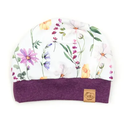 Bündchenmütze | Purple Flowers | Gr. 45-47 cm