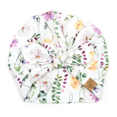 Turbanmütze | Purple Flowers | Größe 45-47cm