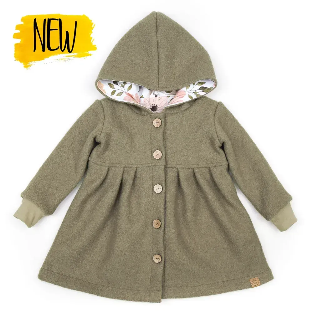 Walkmantel Wollwalk Mantel Mädchen Kinder Meilisu oliv khaki