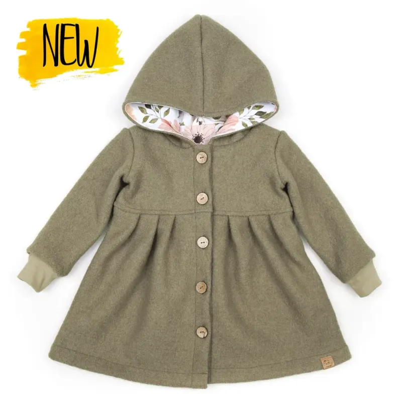 Walkmantel Wollwalk Mantel Mädchen Kinder Meilisu oliv khaki