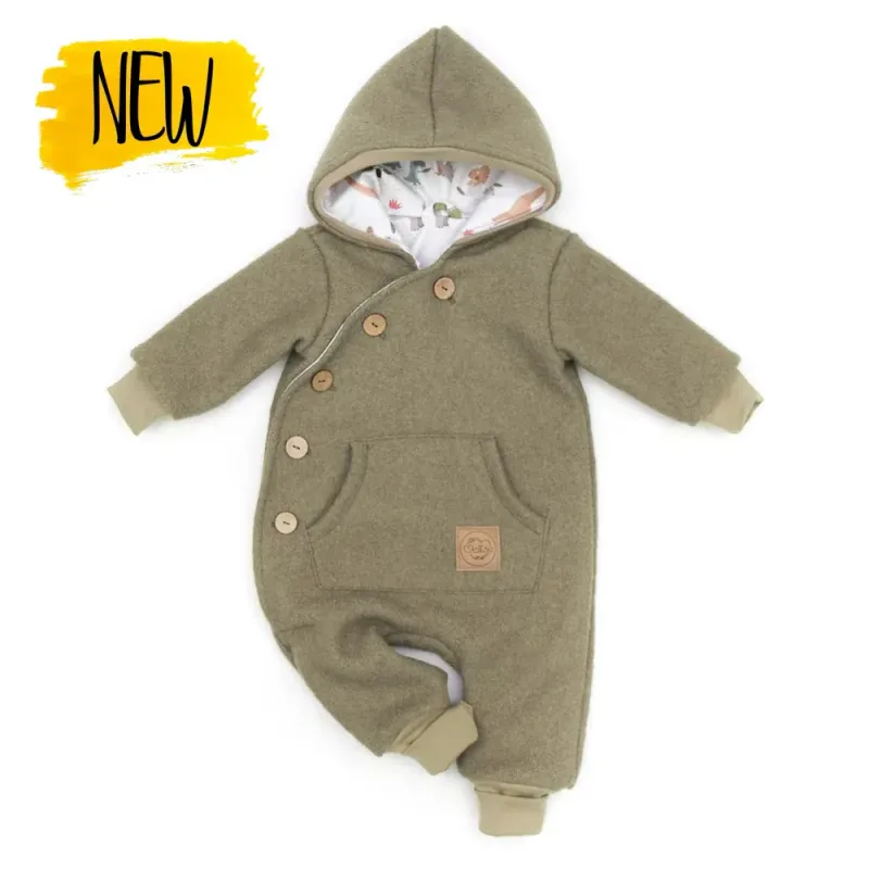 Walkoverall Wollwalk Anzug Baby Kinder helloliv grün