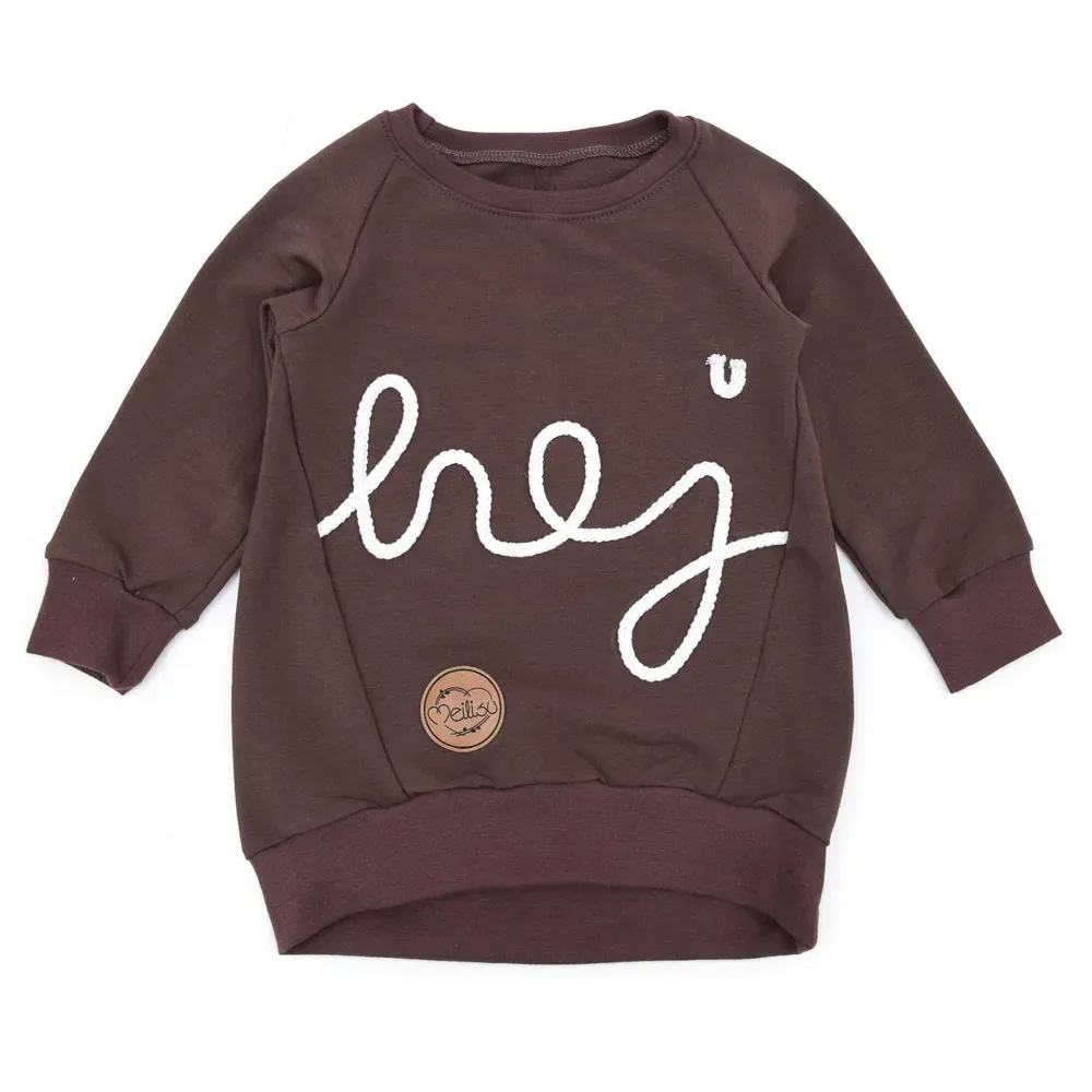 Oversized Pullover Schriftzug | dunkelbraun