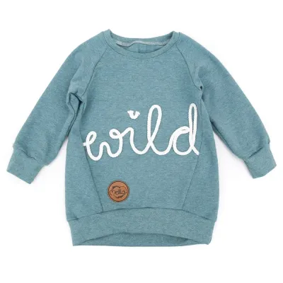 Oversized Pullover Schriftzug | dusty blue