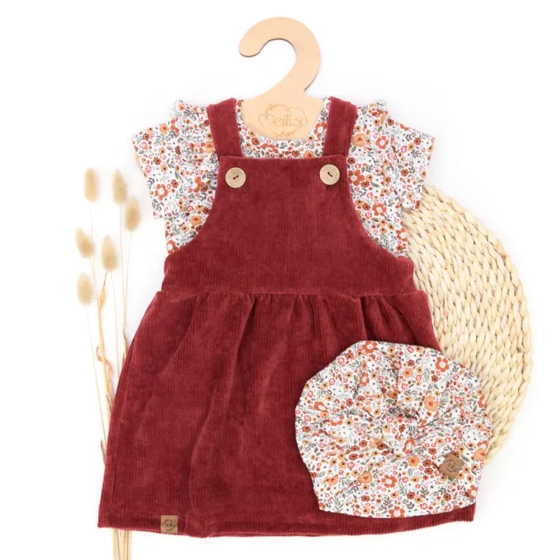 Set | Blumenkonfetti | Latzkleid & Rüschenshirt & Mütze