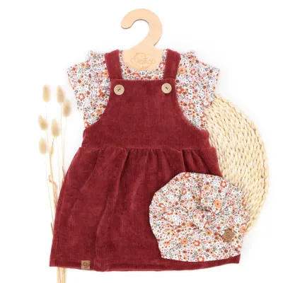 Set | Blumenkonfetti | Latzkleid & Rüschenshirt & Mütze
