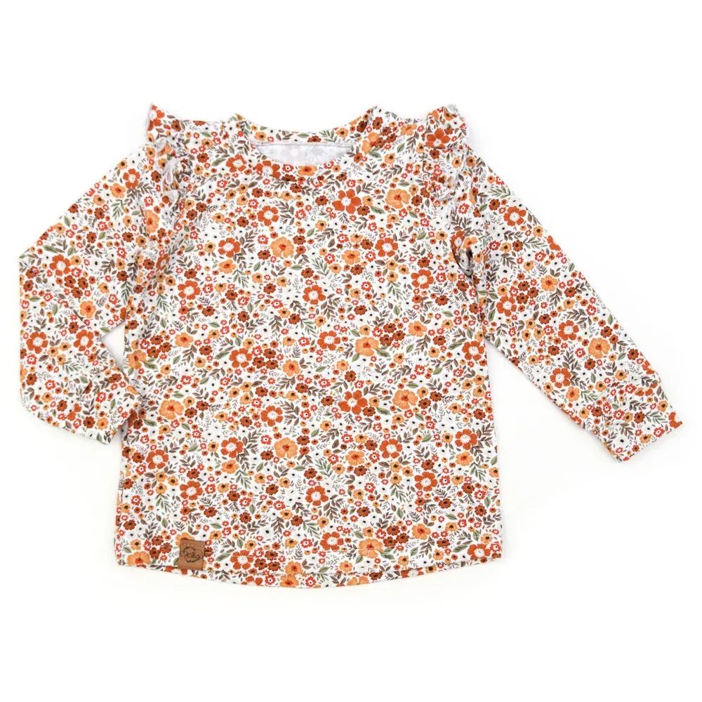 Langarmshirt mit Rüschen | Blumenkonfetti