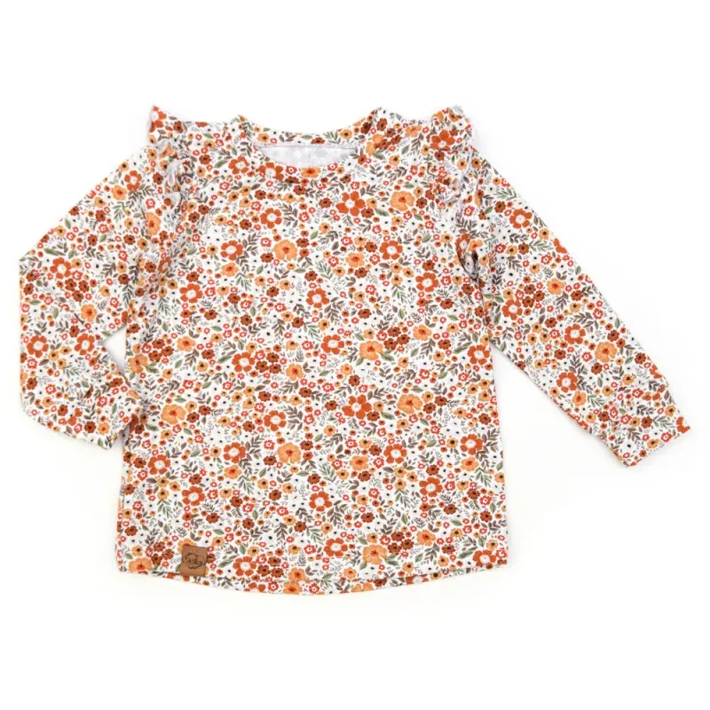 Langarmshirt mit Rüschen | Blumenkonfetti Langarmshirt mit Rüschen | Blumenkonfetti