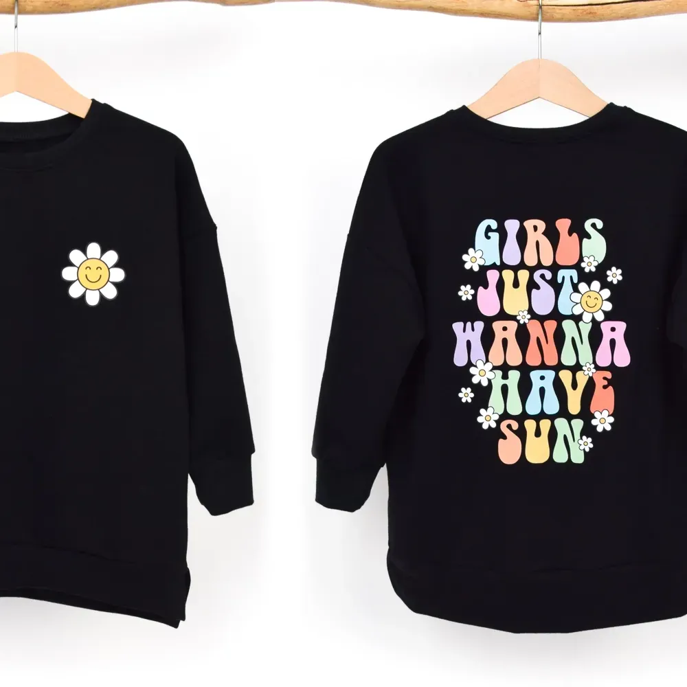 Oversized Pullover GIRLS JUST WANNA HAVE SUN Kinder schwarz