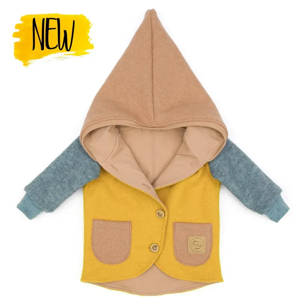 Walkjacke Baby Kinder Color Blocking gelb nude