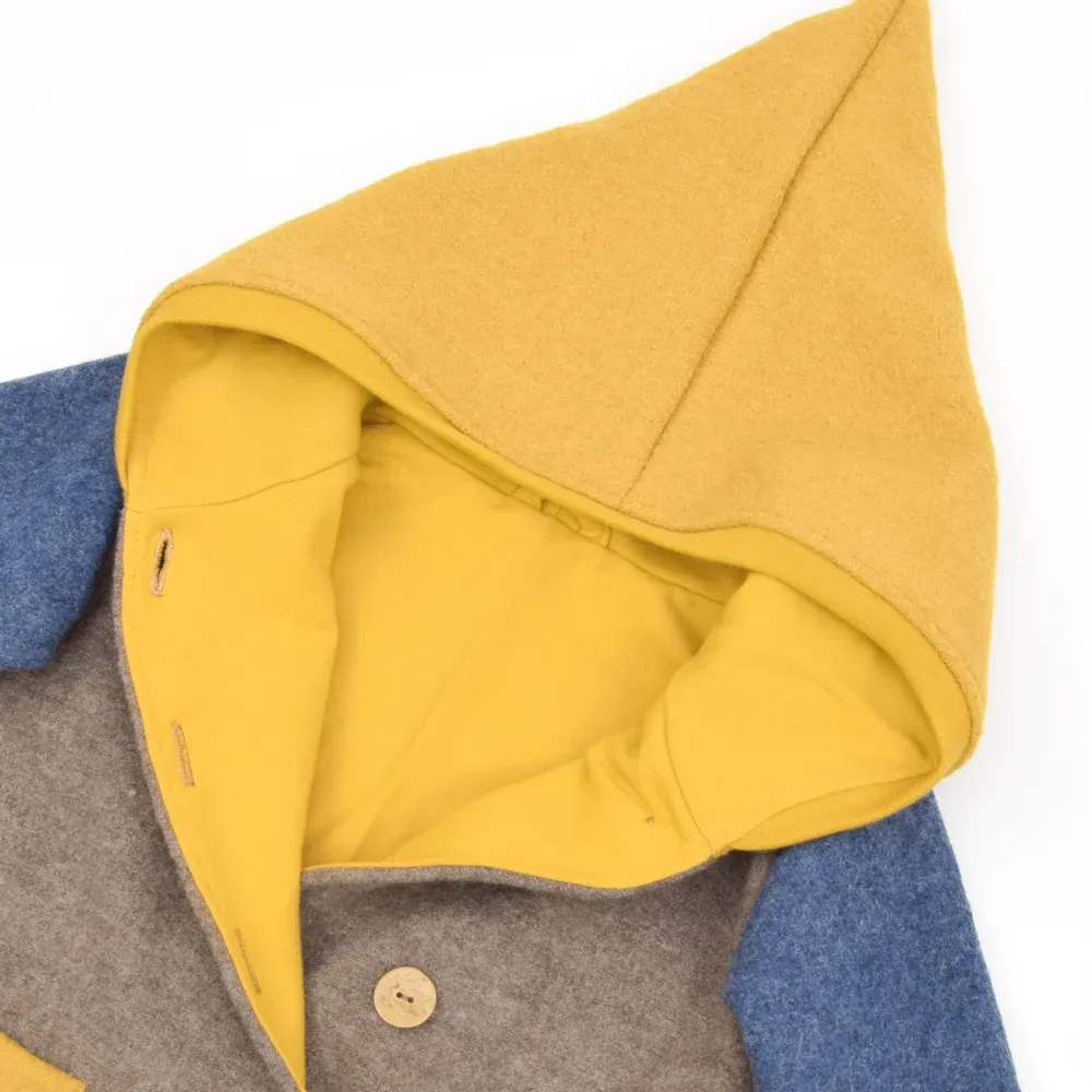 Walkjacke Baby Kinder Color Blocking braun gelb