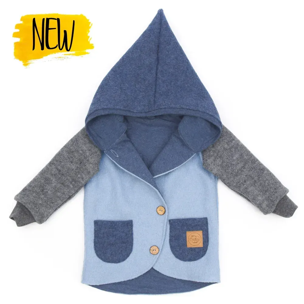 Walkjacke Baby Kinder Color Blocking blau grau