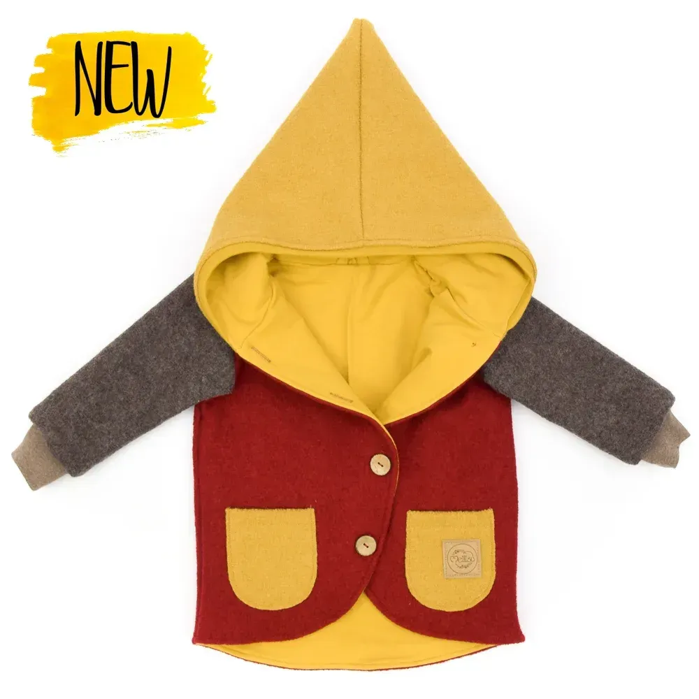 Walkjacke Baby Kinder Color Blocking rot gelb