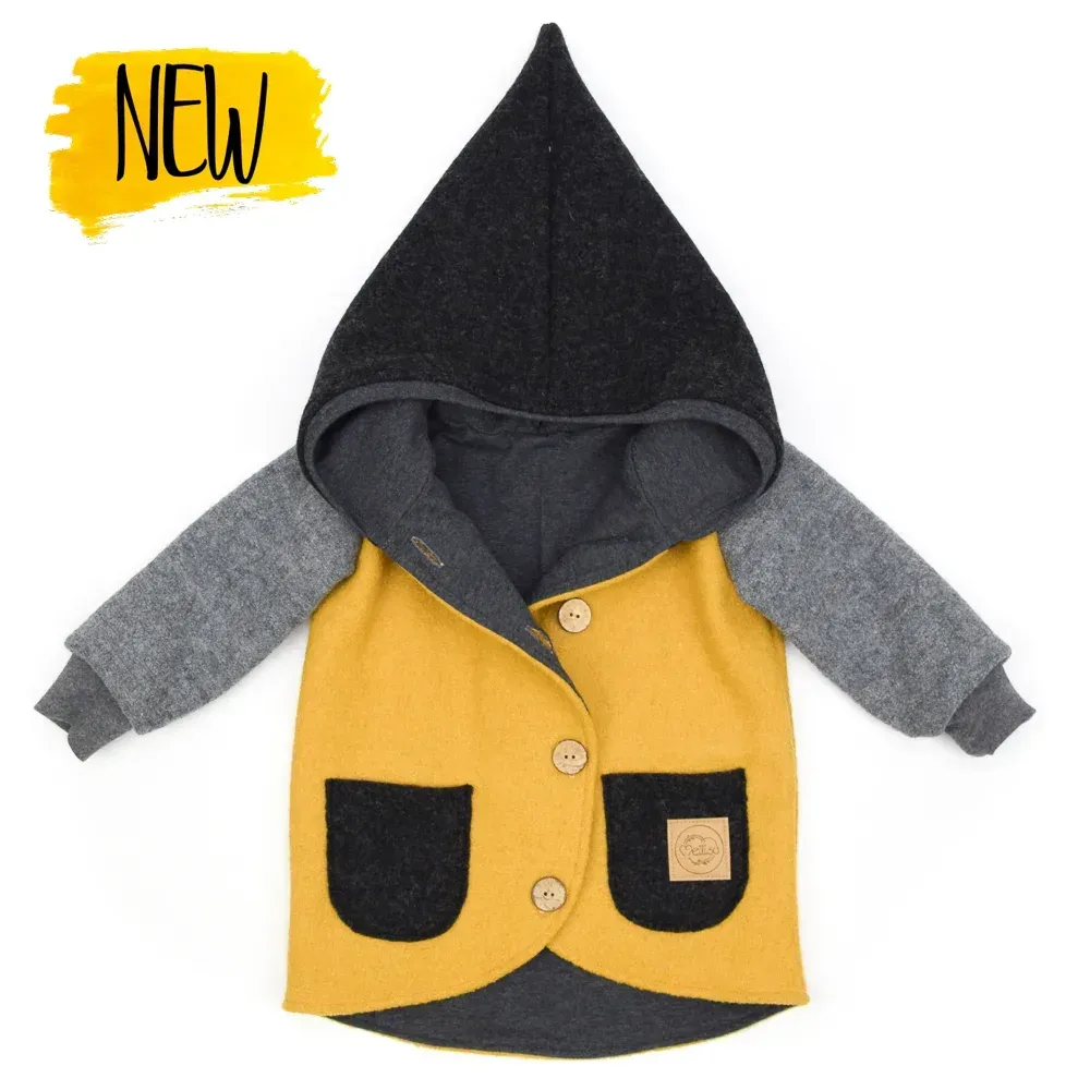 Walkjacke Baby Kinder Color Blocking gelb schwarz