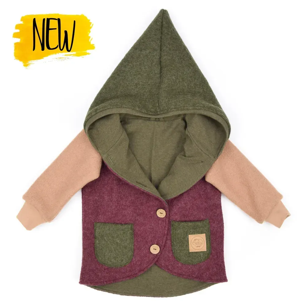 Walkjacke Baby Kinder Color Blocking bordeaux khaki