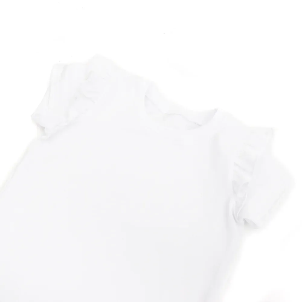 T-Shirt mit Rüschen | weiß