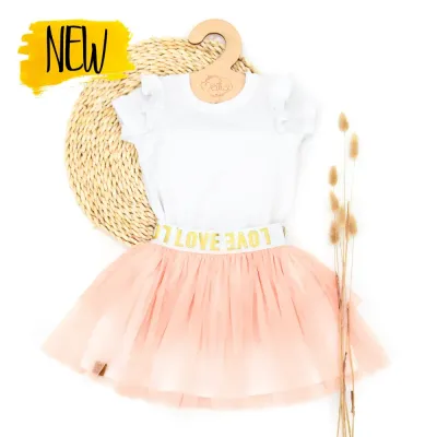 Set | LOVE apricot | Tüllrock & Shirt
