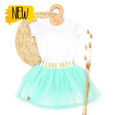 Set | LOVE aqua | Tüllrock & Shirt