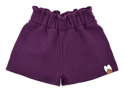 Paperbag Shorts | Musselin | Aubergine | Gr. 134/140