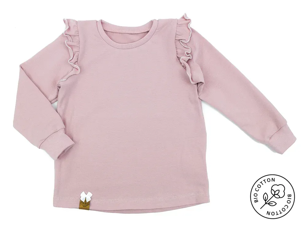 Langarmshirt mit Rüschen | rosé (alt) | Gr. 86/92
