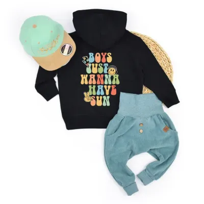 Set | Boys schwarz | Cap & Hoodie & Pumphose